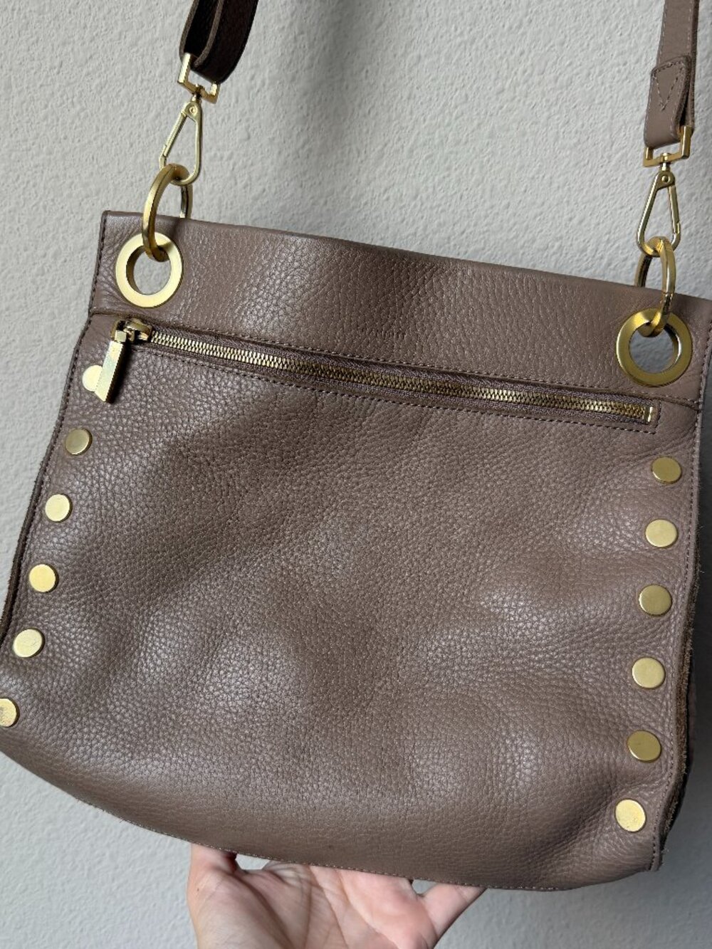 Hammitt Tony Limited Release Leather Crossbody Bag in Pewter Tan